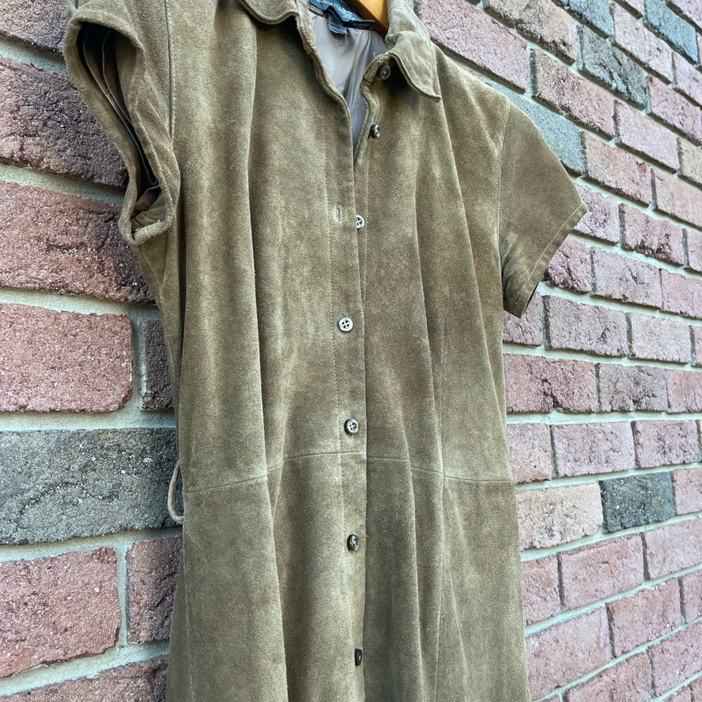 Genuine caramel suede leather banana republic dress S